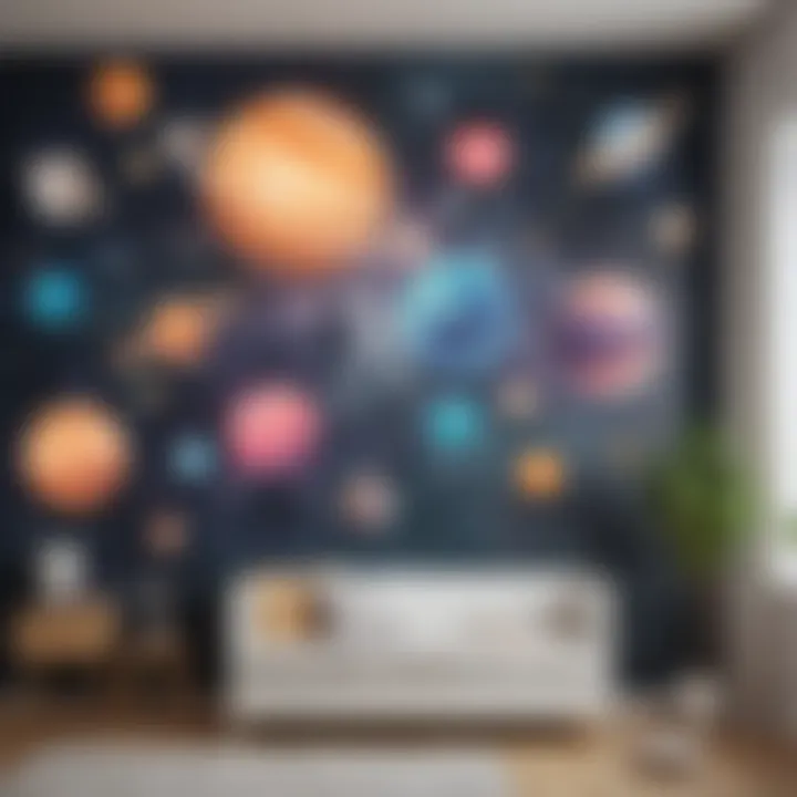 Colorful celestial theme wall stickers for babies