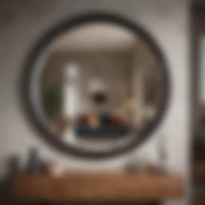 Stylish round mirror with a minimalist design, enhancing a chic interior.