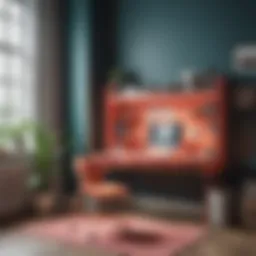 Stylish children's study desk design with vibrant colors