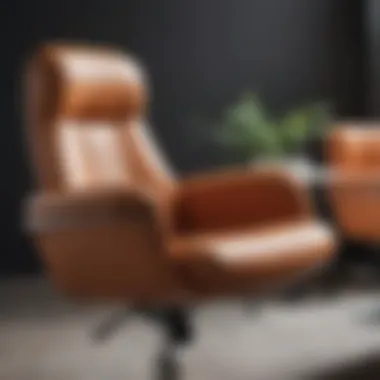 Close-up of unique design features of a swivel chair