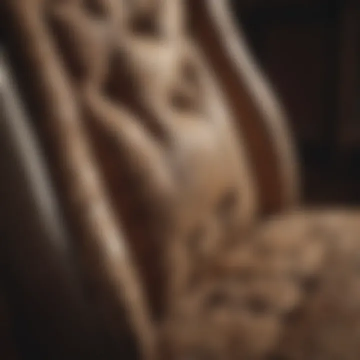Detail view of vintage upholstery highlighting craftsmanship