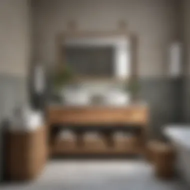 A beautifully arranged bathroom featuring wicker baskets