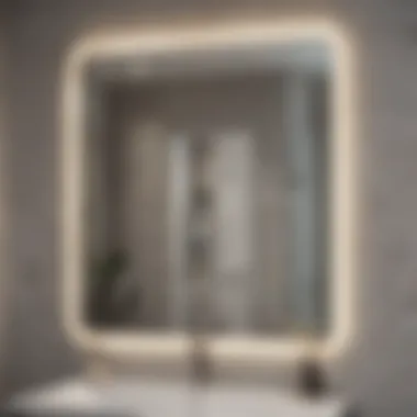 Close-up of materials used in framed bathroom mirrors