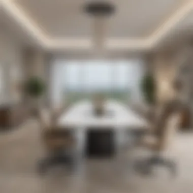 Sophisticated Conference Room An elegant meeting room featuring a sleek conference table.