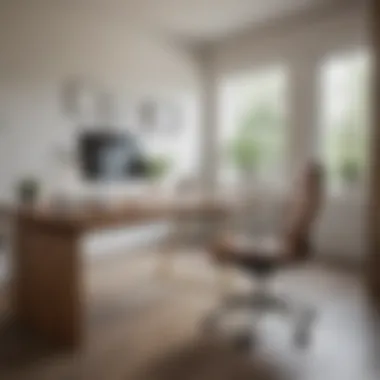 Ergonomic Office Desk Design A stylish modern office desk setup showcasing ergonomic design.