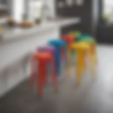 Stylish plastic stools in various colors.