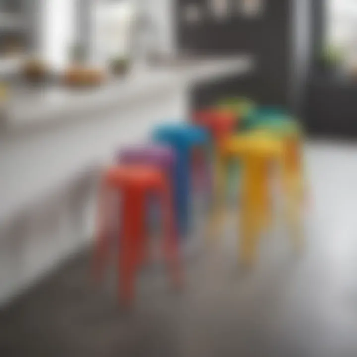 Stylish plastic stools in various colors.