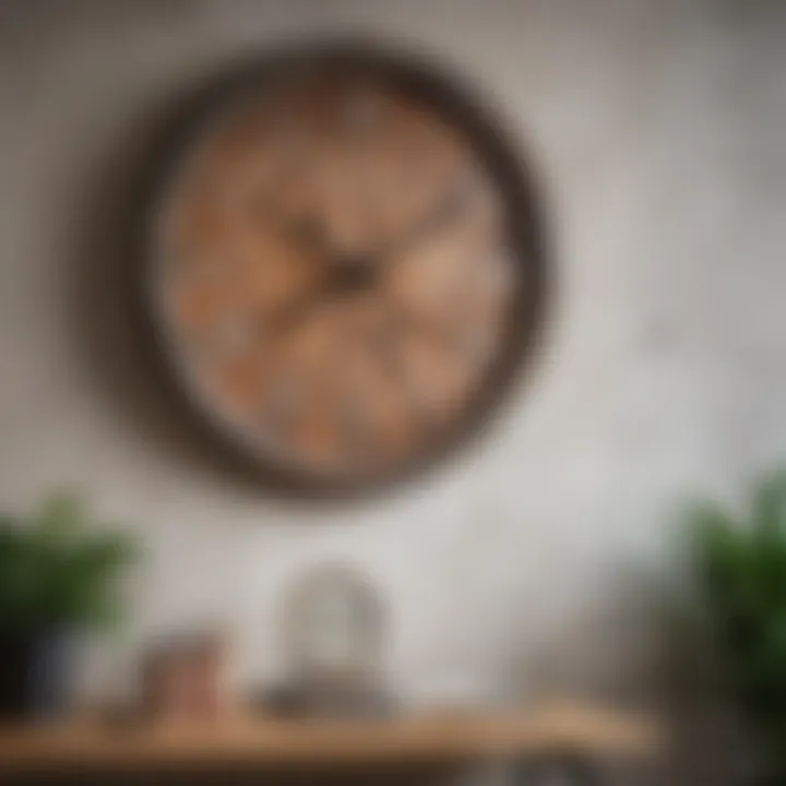 Rustic large wall clock made of natural materials