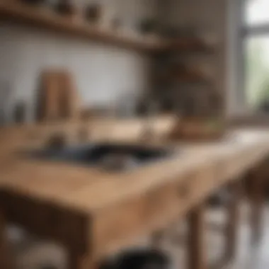 Rustic wooden countertop in a contemporary kitchen