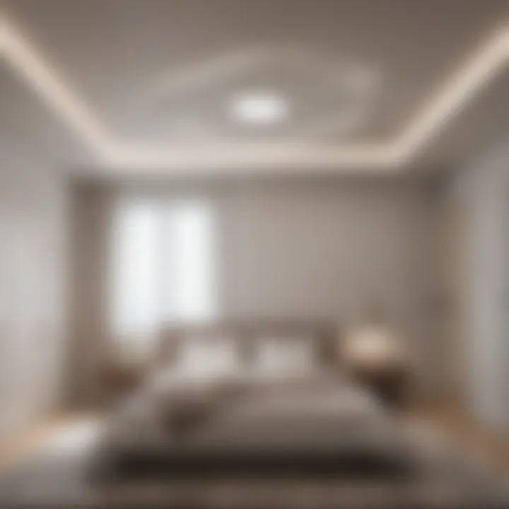 Minimalist bedroom adorned with ambient ceiling lights