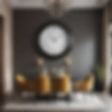 Stylish large wall clock as a focal point in elegant dining area