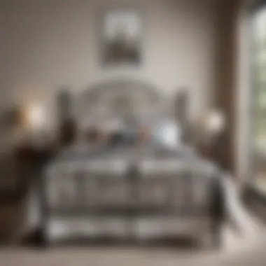 Cozy bedroom featuring a single wrought iron bed with decorative cushions