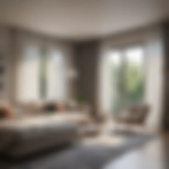Contemporary room featuring minimalist window treatments
